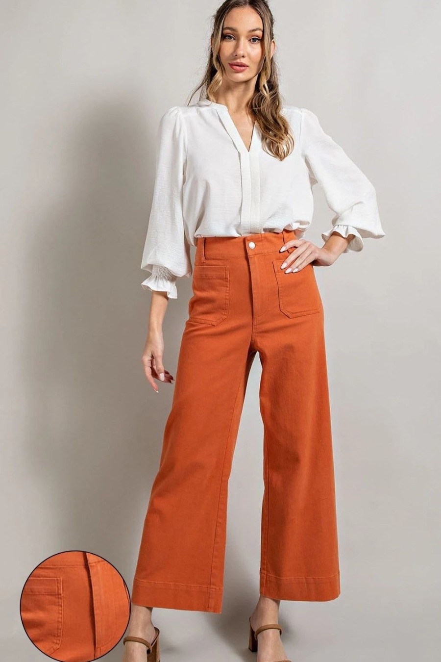 Apparel * | Ee:Some Soft Washed Wide Leg Pants Clay