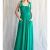 Apparel * | Jodifl Bow Tie Smocked Bodice Jumpsuit Kelly Green