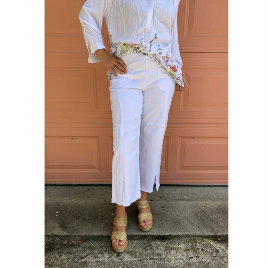 Apparel * | Ethyl Pull-On Wide Leg Capri In White