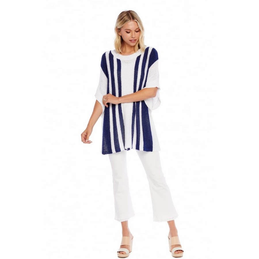 Apparel * | Mud Pie Addy Striped Pullover Tunic Sweater