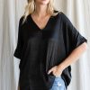 Apparel * | Jodifl Glossy V-Neck Top Black