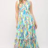 Apparel * | Fate By Lfd Abstract V-Neck Print Maxi Dress Blue/Green Multi