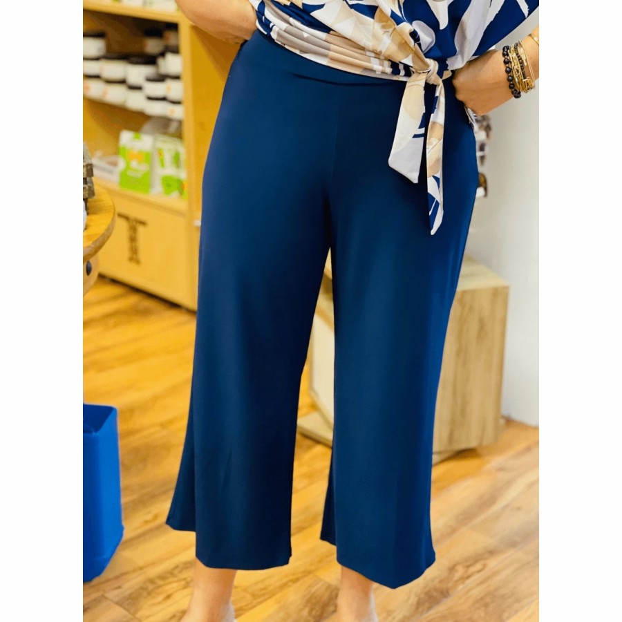 Apparel * | Clara Sun Woo Navy Knit Gaucho Pant