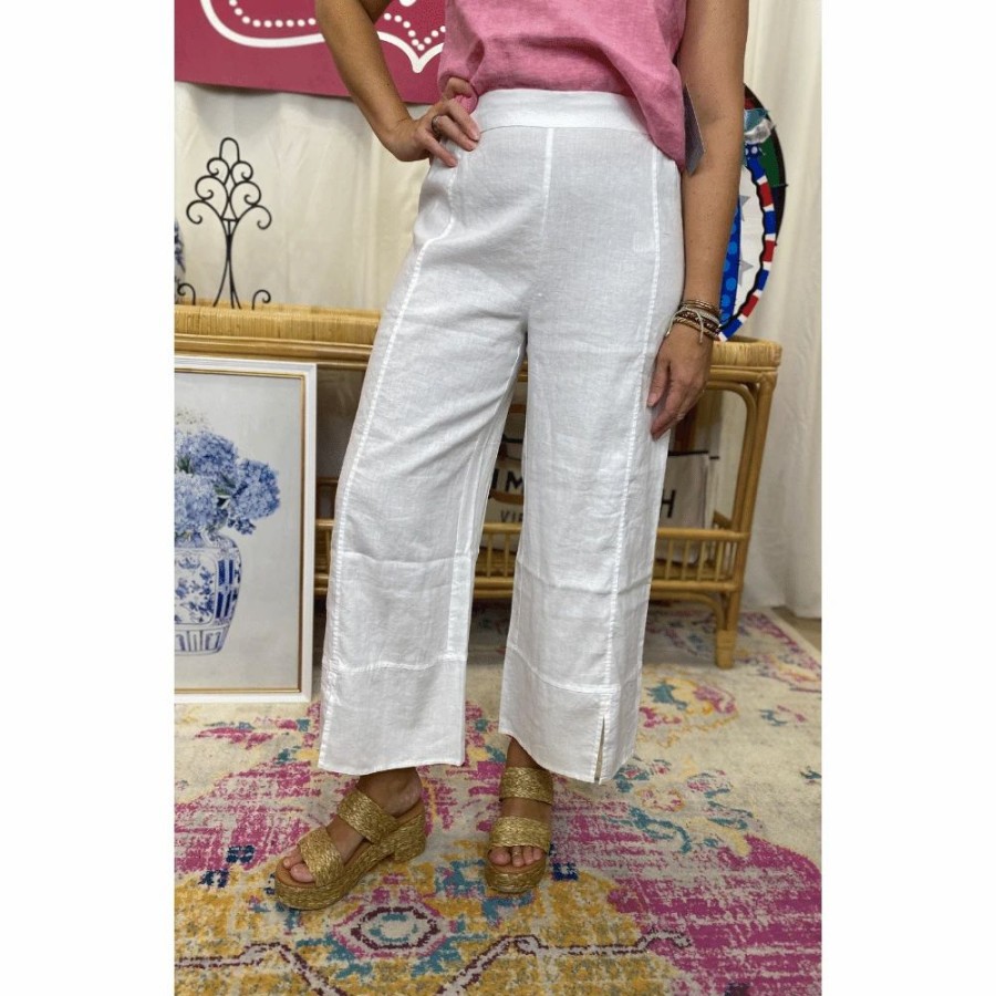 Apparel * | Habitat Charlotte Wide Leg Linen Cropped Pants