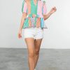 Apparel * | Thml Multicolor Stripe Short Sleeve Top Pink Multi