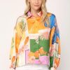 Apparel * | Fate By Lfd Tropical Print Button Front Blouse Orange Multi