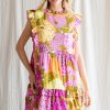 Apparel * | Jodifl Frill Flower Print Dress Pink