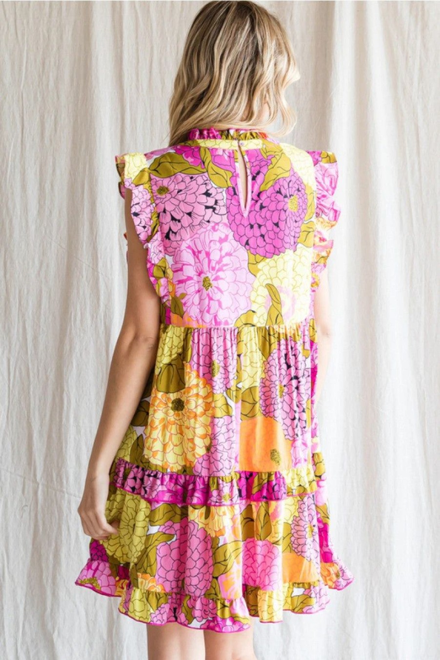 Apparel * | Jodifl Frill Flower Print Dress Pink