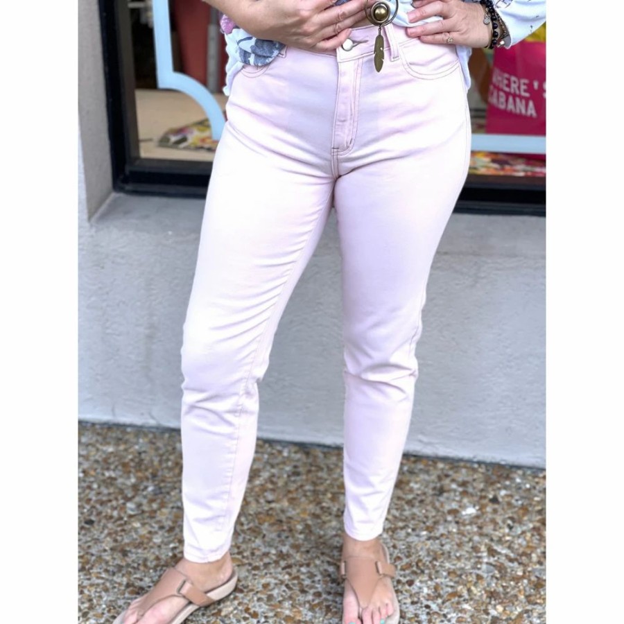 Apparel * | Charlie Paige Brushed Denim Pink Jean