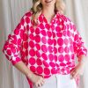 Apparel * | Jodifl Dot Pattern Print Long Sleeve Shirt Hot Pink