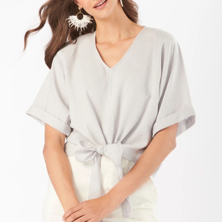 Apparel * | Charlie Paige Woven Tie Top With Cap Sleeves