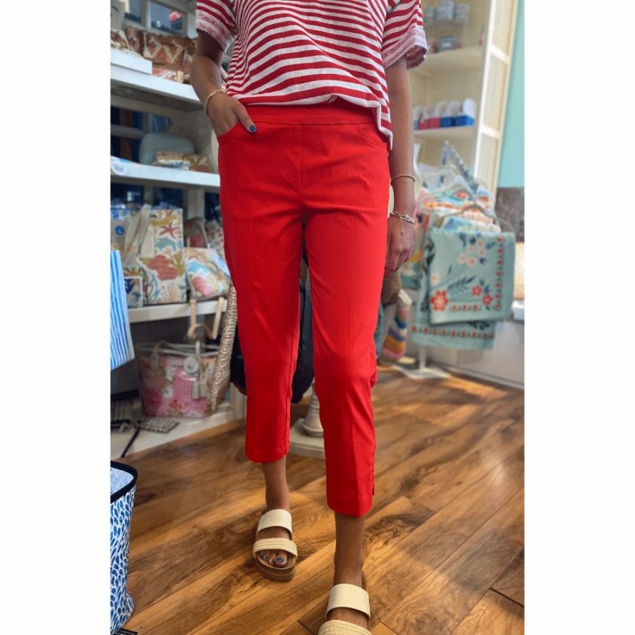 Apparel * | Multiples Red Capri Pants With Pockets